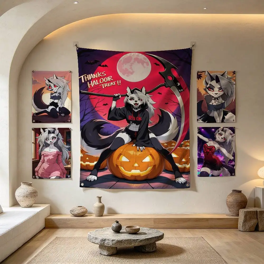 H-Helluva Boss L-Loona Hellhound  Flag Suitable For Party Club Outdoor Interior Wall Decoration Banner Fans Gift