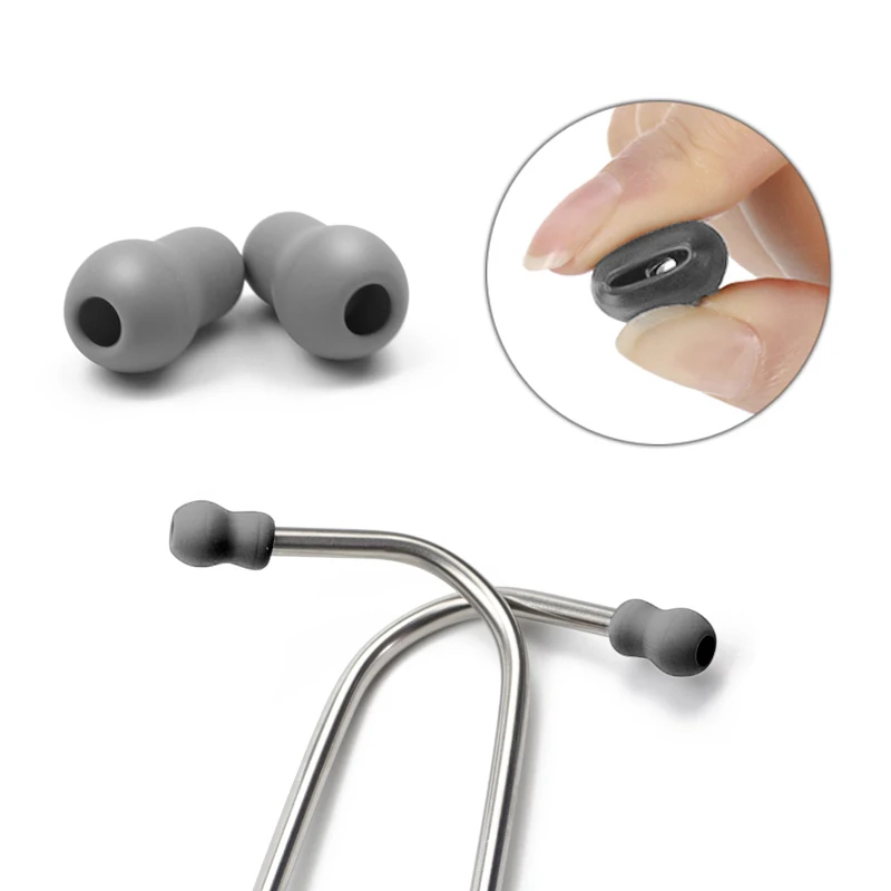 10PCS Grey Universal Super Comfortable Soft Spare Stethoscope Replacement Earbuds Earplug Eartips Earpieces for Littmann