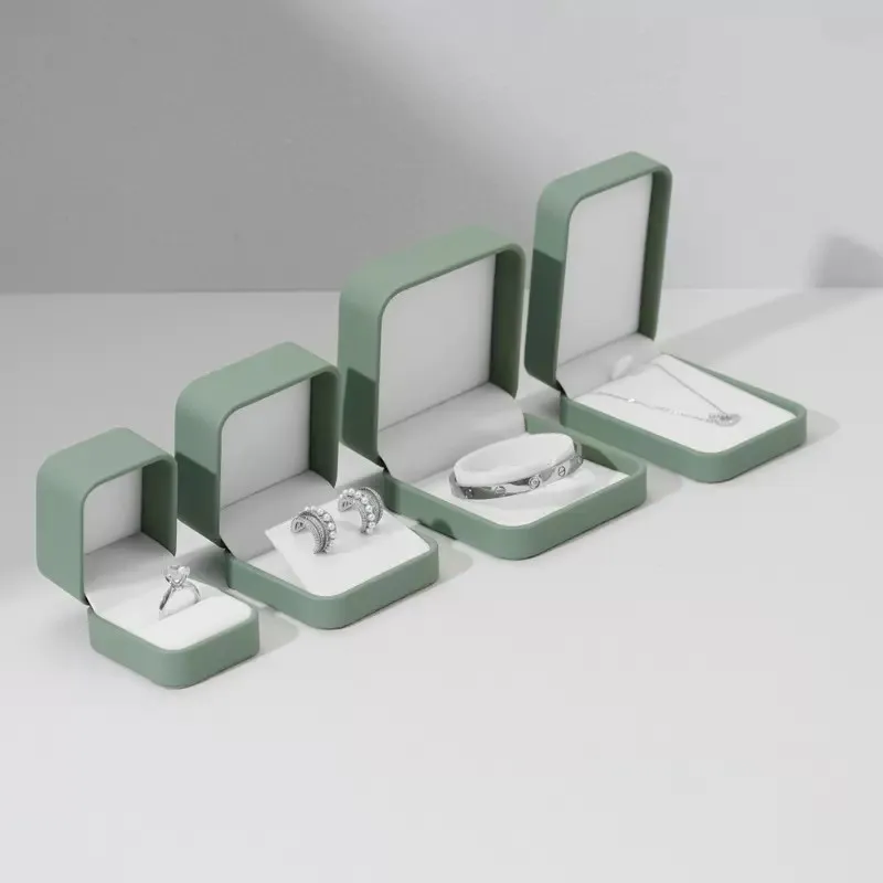 Oirlv Green Leather Jewelry Organizer Wedding Ring Box Pendant Bracelet Necklace Storage Case Gift Packaging Display Box