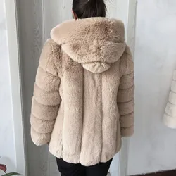 Cappotto con cappuccio in pelliccia sintetica da donna inverno caldo moda giacca di pelliccia con cappuccio imitazione pelliccia di volpe cappotto soffice abbigliamento donna