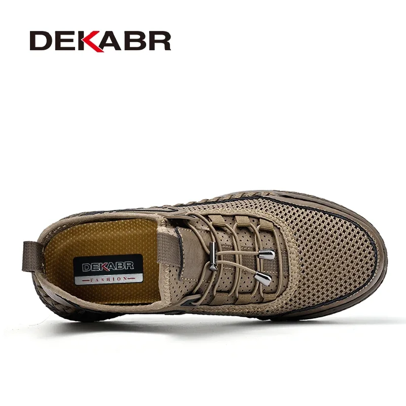 DEKABR Summer Breathable Men Mesh Shoes Quick Lacing Comforable Soft OutSole Outdoor Men Shoes