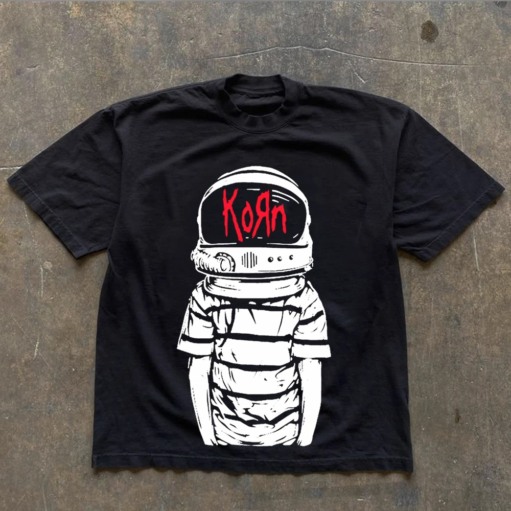Korn Follow The Leader Cotton Printed T-Shirt Casual Metal Band Tee Men's and Women's Oversize Couple Tee Harajuku Y2K Tops