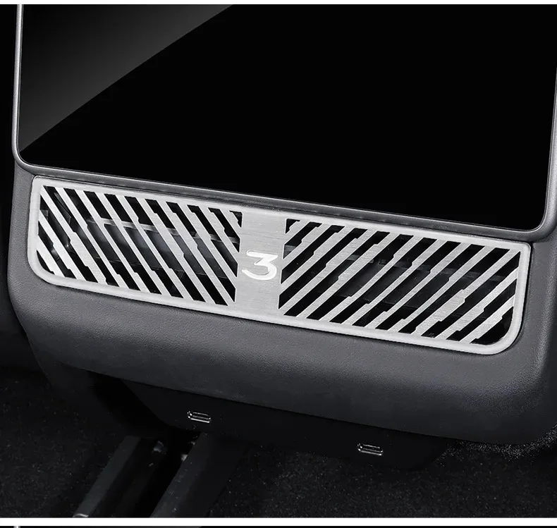 Hintere Luftauslassabdeckung für Tesla Model 3 Highland Model Y/YL Juniper Edelstahl Staubschutzabdeckung Innenraum-Zubehör – Detail 7