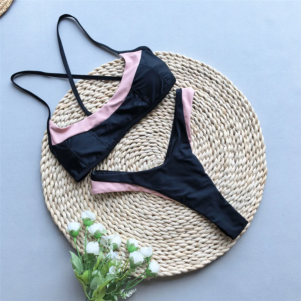 

Black Patchwork Micro Bikini Mujer Sexy Swimsuit Women 2025 Holiday Bandeau Swimwear High Cut Bathing Suit Bikinis Sets Biquinis
