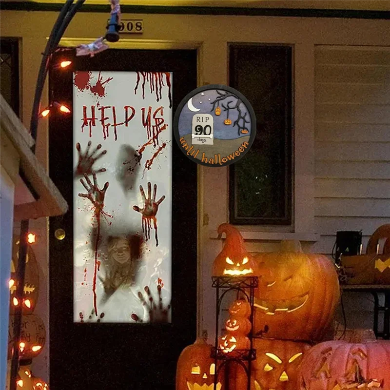 

1Pcs Wood Halloween Countdown Creative Countdown Calendar Halloween Calendar Holiday Decoration 30X30cm