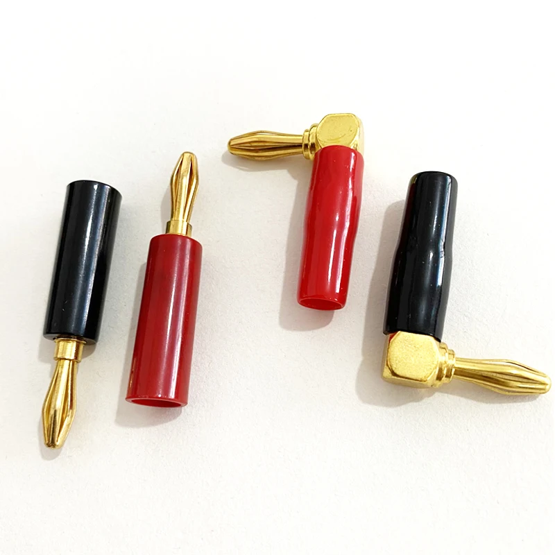 2 Stück 4mm 90 ° /180 ° Bananenstecker mit weichem Kunststoffgehäuse, rot und schwarz, geeignet für Multimeter, Audio- und Videolautsprecher – Detail 6