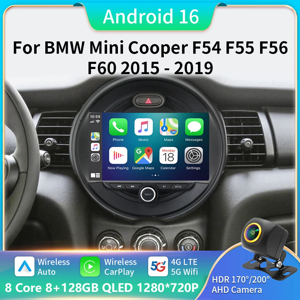 

Android 16 Carplay Auto Screen Car Radio Multimedia Player For BMW MINI Cooper F54 F55 F56 F60 2015-2019 Autoradio Stereo 5G DVD