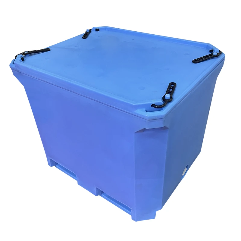 Heavy Duty 460L 660l 1000L Rotomold Large Lldpe Double Wall Insulated Fish Bin for Fish Transportation and Processing