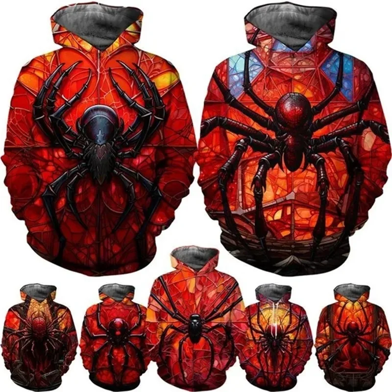 New Arrival 3D Print Spider Pattern Hoodies For Men Personality Casual Pullovers Sweatshirts Men's Hip Hop Streetwear Hoodie