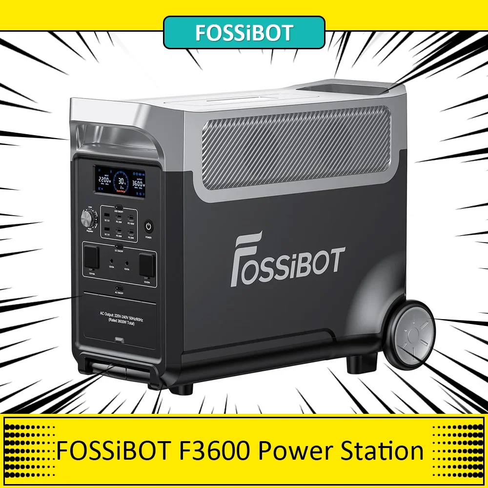 FOSSiBOT F3600 Portable Power Station, 3840Wh LiFePO4 Solar Generator,3600W AC Output , 2000W Max Solar Charge,13 Output Ports