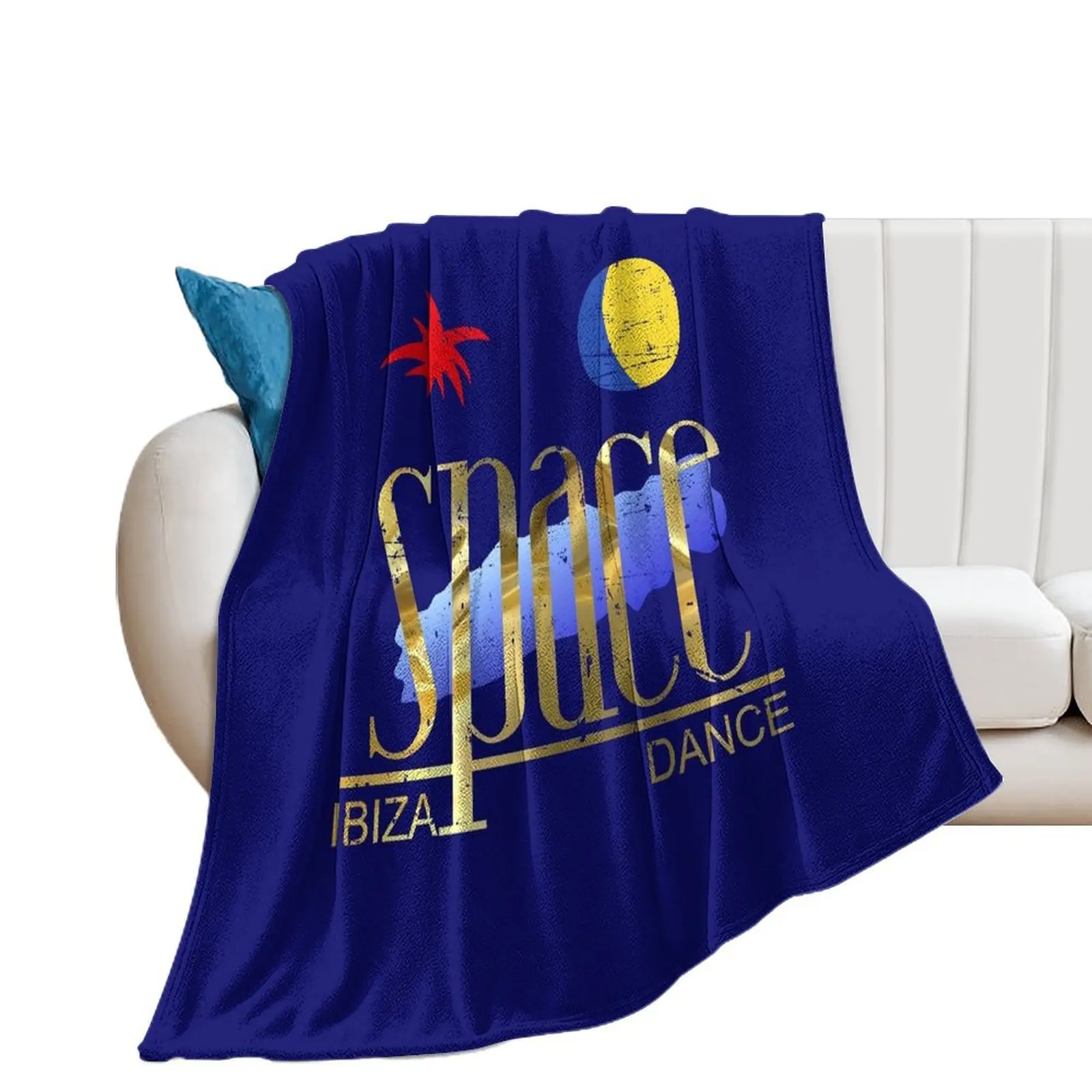 SPACE Ibiza Dance: MODEL 2 vintage blue gilded gold Mythical nightclub of La French Touch Throw Blanket Cute Blankets