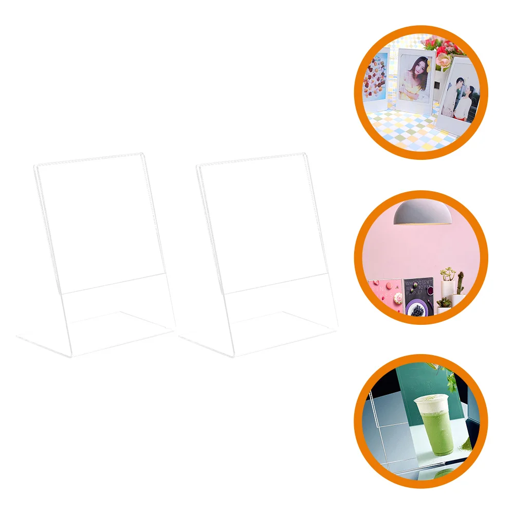 

2pcs Acrylic Transparent Picture Cards Display Frames Photo Frame Stand Clear A5 Sign Holder Stable Base For Weddings