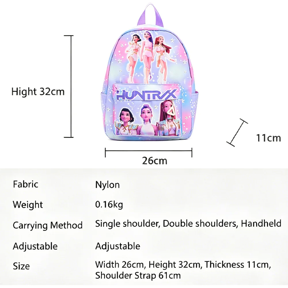 Rosaroter 10-Zoll Leichtgewicht-Rucksack Rumi Mira Zoey Saja Schultasche für Jungen und Mädchen Moch – Detail 2