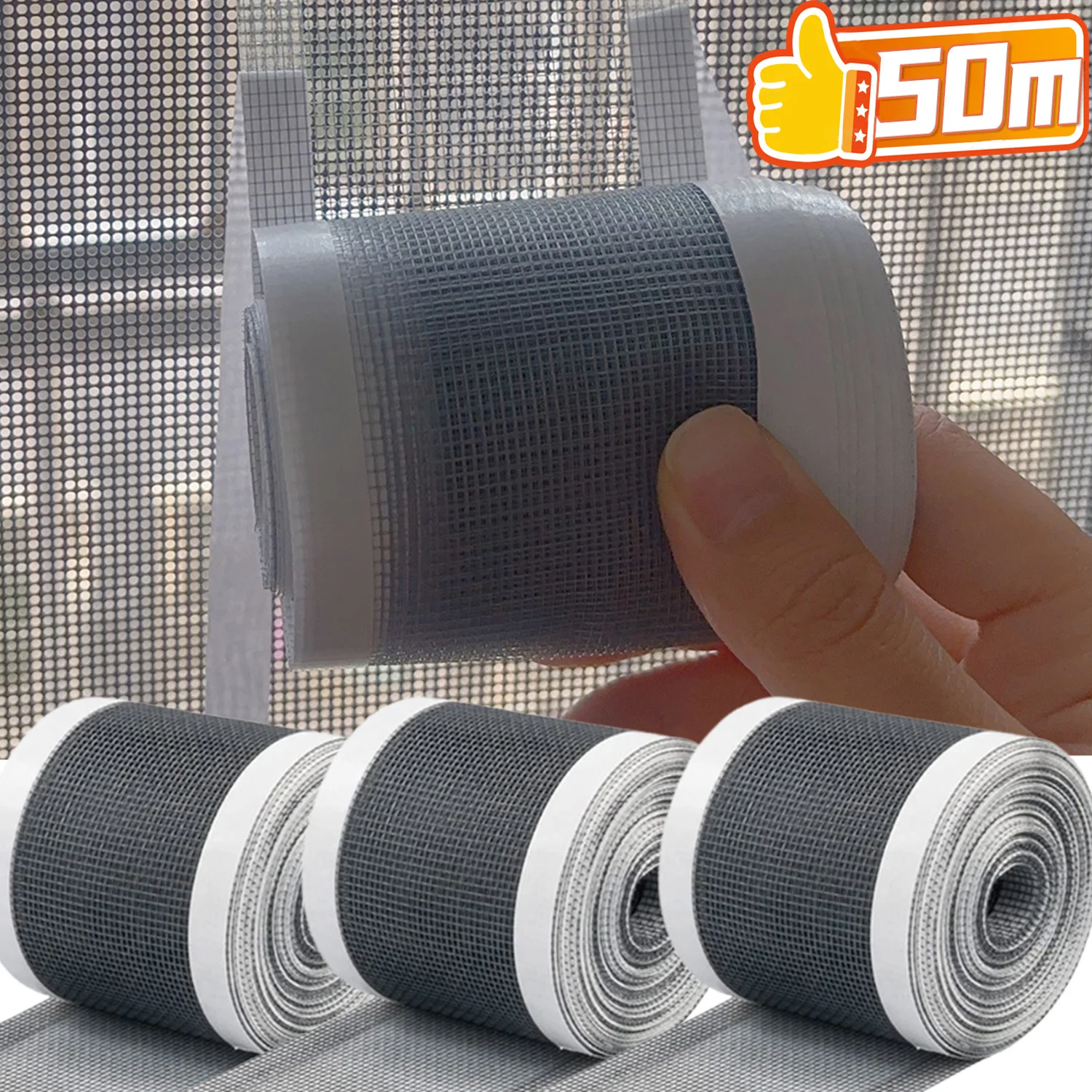 

Window Screen Repair Tape Mosquito Net Fix Patch Self-Adhesive Floor Drain Stickers Cutable Anti-Insect Mesh Broken Holes Tape