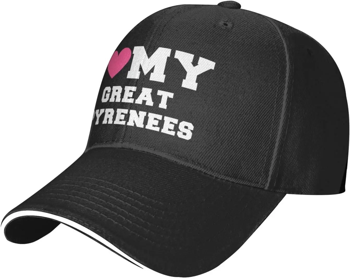 Great-Pyrenees-Dog-Lover-Baseball-Cap, Mens Vintage Snapback Hats Trucker Hats Dad Hat Black