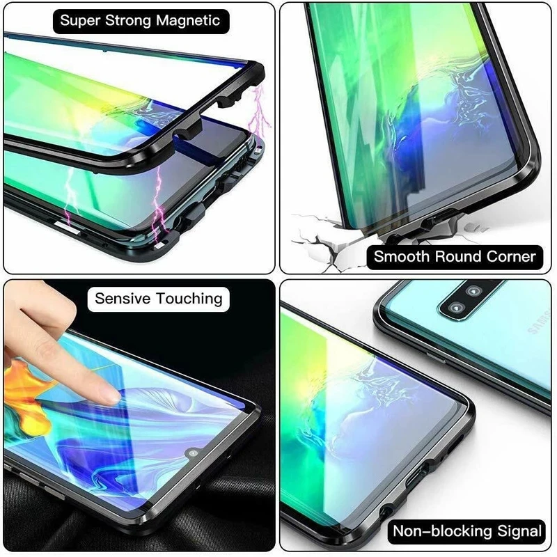 360 Full Protection Magnetic Case For Samsung A71 A51 A21S A52 A32 A12 S21 A50 S20 S21 S22FE Double Sided Glass Cases Cover