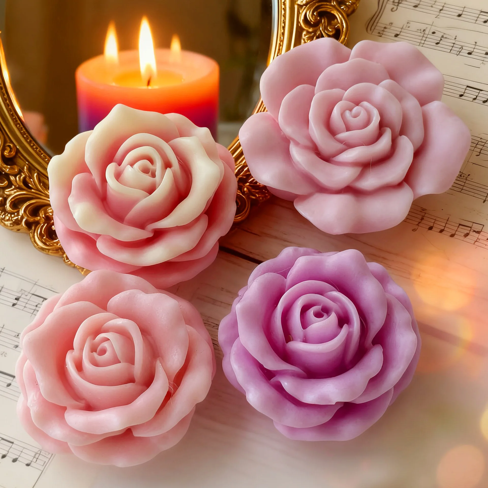 زهرة شكل روز الفاوانيا لوتس قالب من السيليكون لتقوم بها بنفسك رائحة شمعة الجبس الايبوكسي الراتنج قالب الزهور صابون يدوي الصنع مستلزمات صناعة