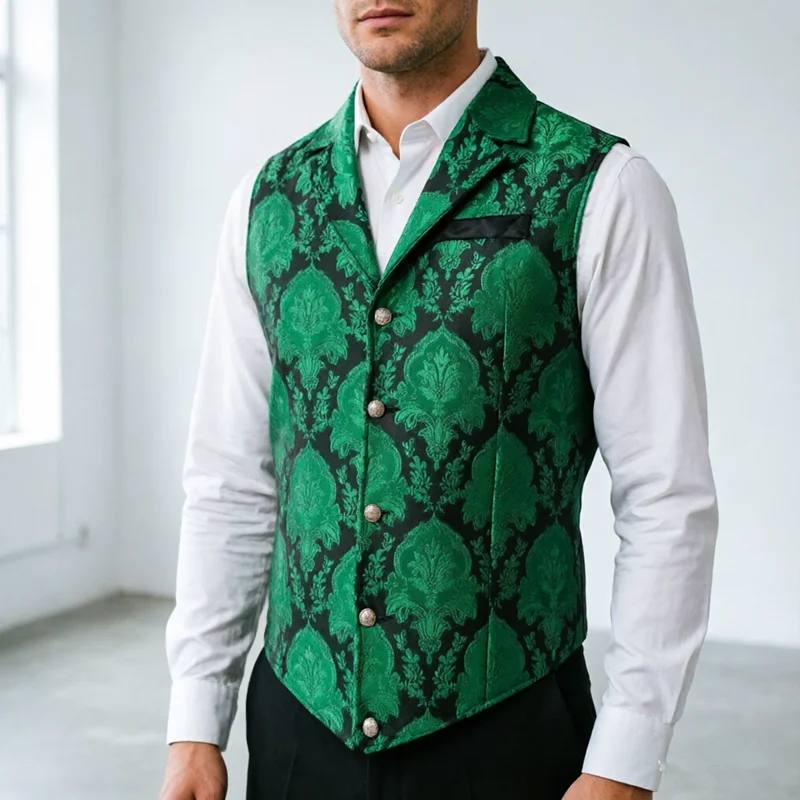 Nuevo traje de Jacquard para hombre, chaleco, Tops sueltos, rojo/verde/azul/rosa, moda masculina, boda, fiesta de graduación, chaleco de vestido de lujo