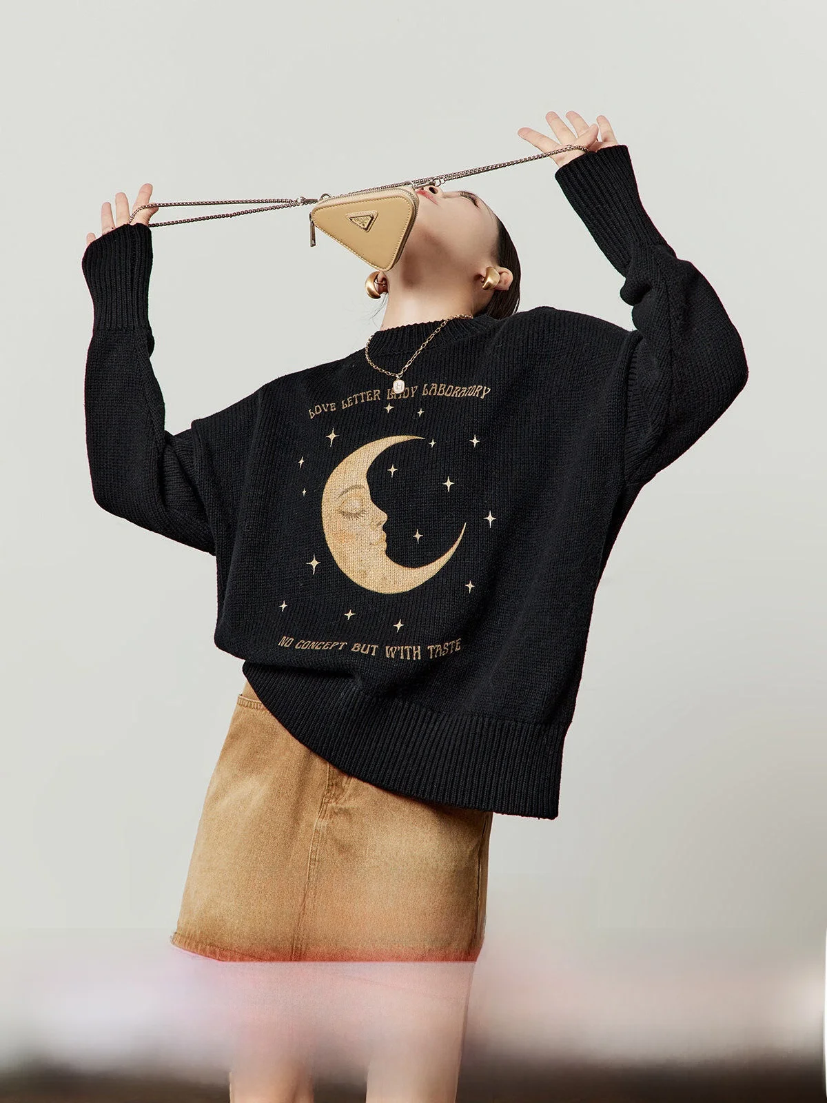 

Bla Knitted Sweater Women's Casual Sle Spring New Arrival Loose Fit Vintage Flair Long Sve Crew Ne Top by Zhou Li Wu