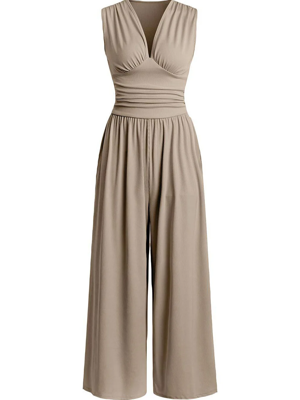 

Женский вязаный комбинезон с высокой талией, широкие брюки, удобные весенние модные поездки на работу, тонкая полиэфирная ткань