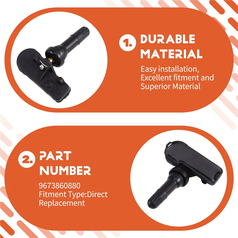 AA-Per Citroen Berlingo C4 DS7 DS8 307 308 3008 5008 2006-2015 9673860880 Set sensore pressione pneumatici auto (4 pezzi)