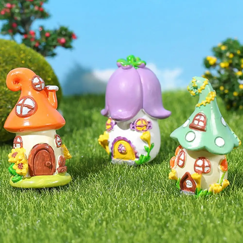 Miniature House  Cute   Mini House Ornament Fairy Garden Colorful Mushroom Desktop Decor