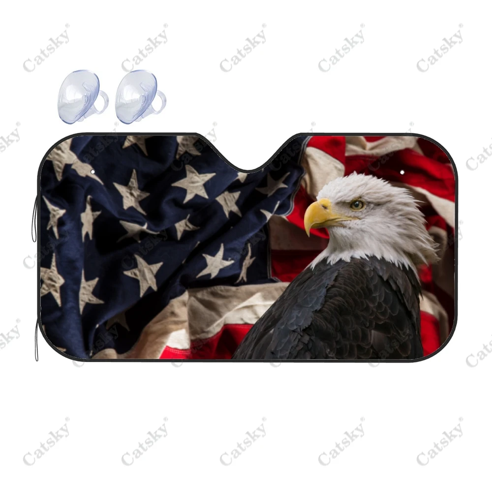 American Flag Elag Print Car Accessories Windshield Sunshade Foldable Sunvisor Protect Sunshade for Car SUV Gift for Car Lover