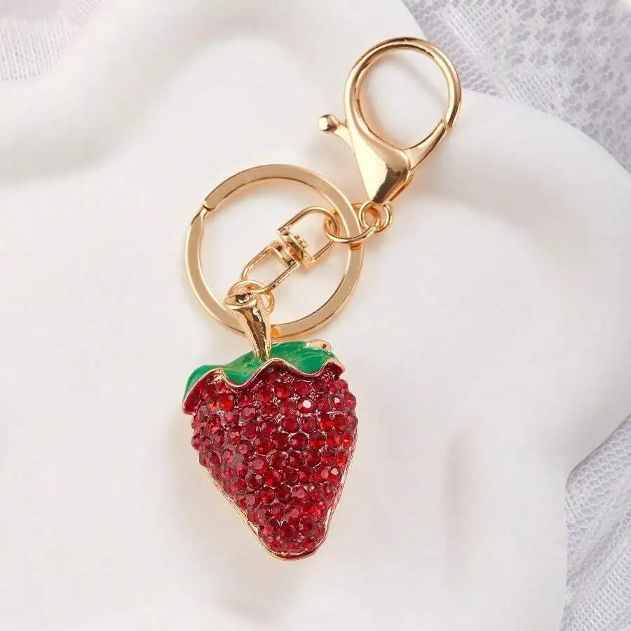 

Strawberry Rhinestone Keychain For Women Handbag Purse Decoration Gift