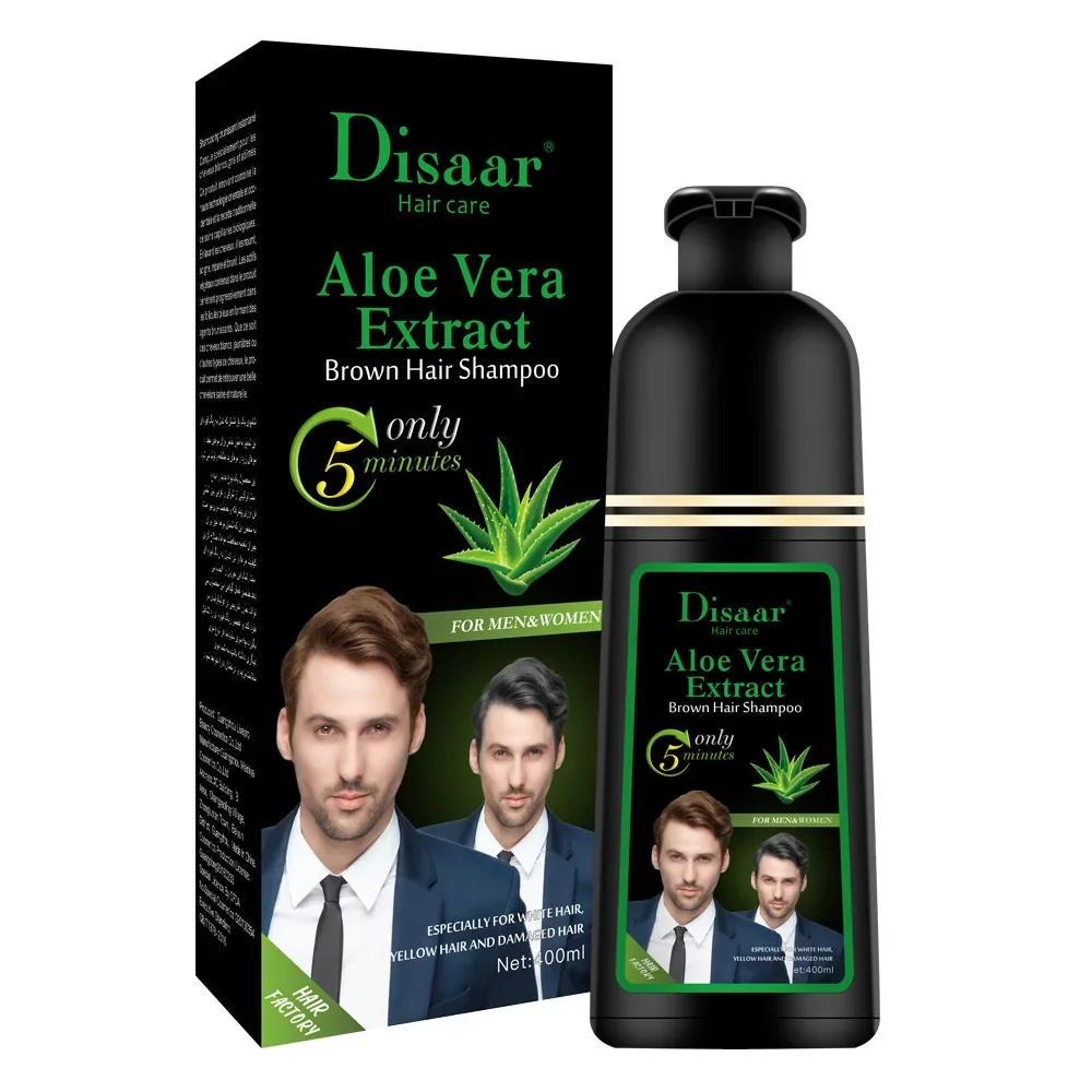 DISAAR 400ML Aloe Vera Brown HAIR SHAMPOO Nourishing Repair Damaged Improve Split Hair Rough Remove Greasy Treatment HairCare