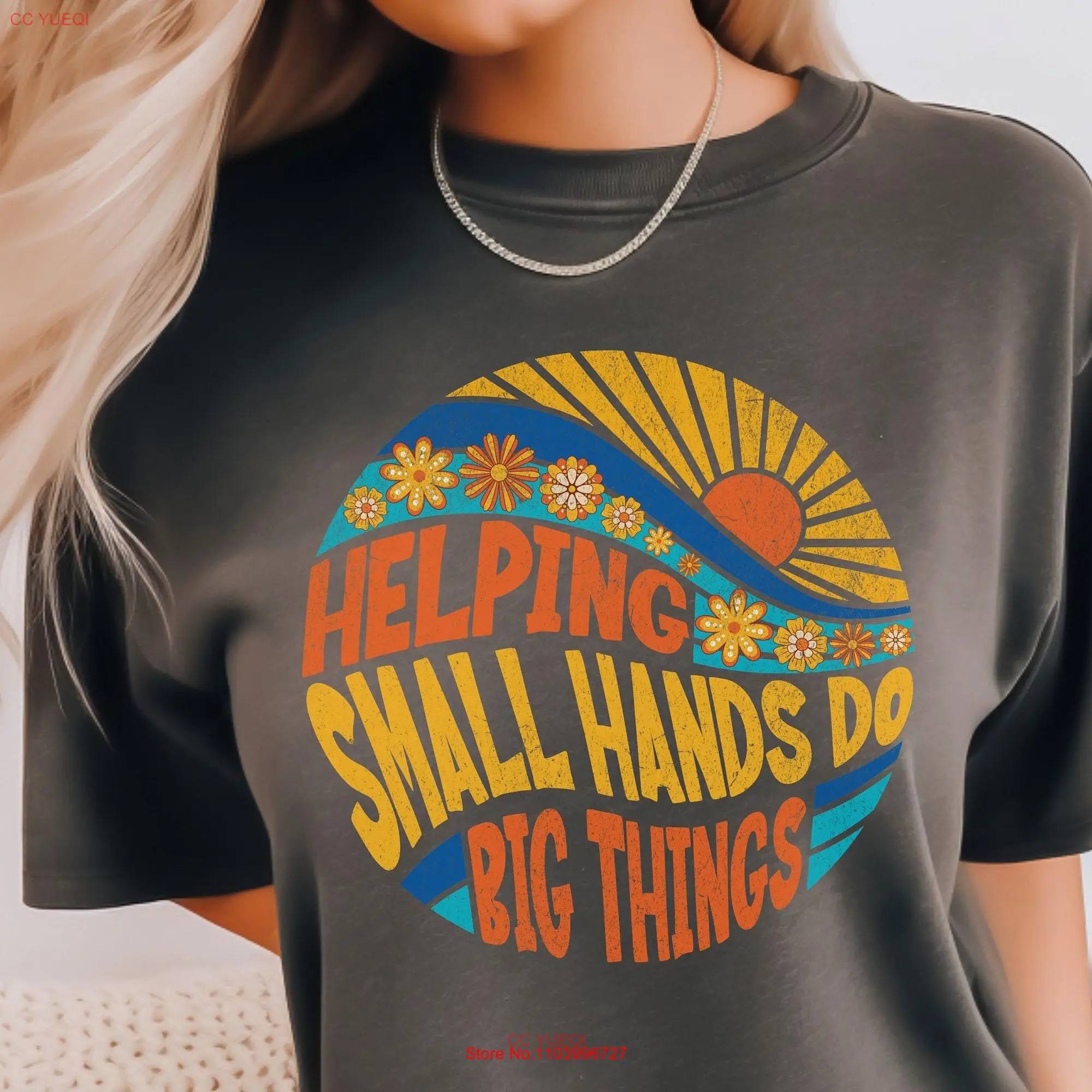 Retro teacher T Shirt Helping Small Hands Do Big Things Preschool OT Occupational Therapy comfort colors Physical