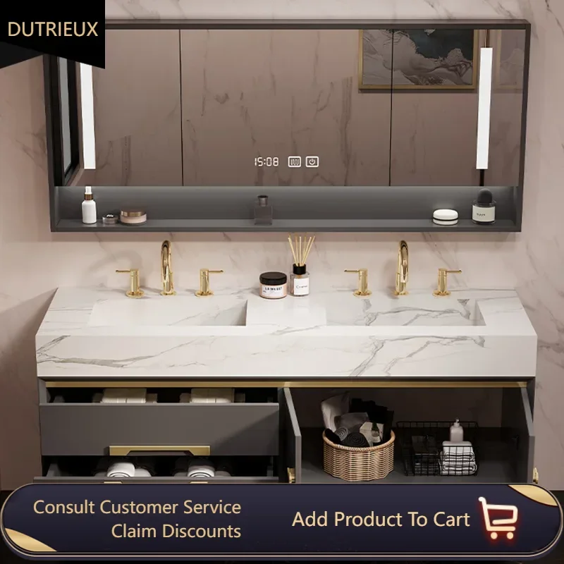 Luxury Organizer Bathroom Cabinet Storage Hotel Mirror Toilet Bathroom Vanity Shelf Home Armoir Salle De Bain Home Furniture