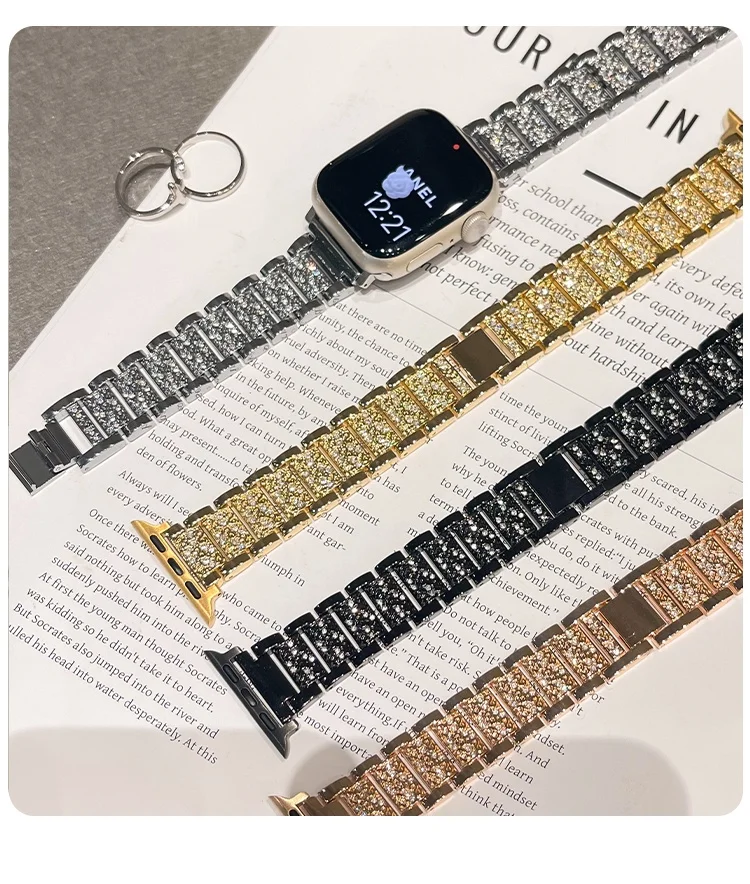 Luxury Stainless Steel Bracelet for Apple Watch Band 44mm 38 40 41 42 45 46 49mm Fashion Women Strap for iWatch Series 10 9 8 7