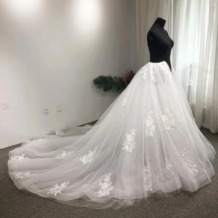Customized White Ivory Soft Tulle Removable Train Detachable Skirt Wedding Boho Bride Dresses Bridal Overskirt Wedding dress