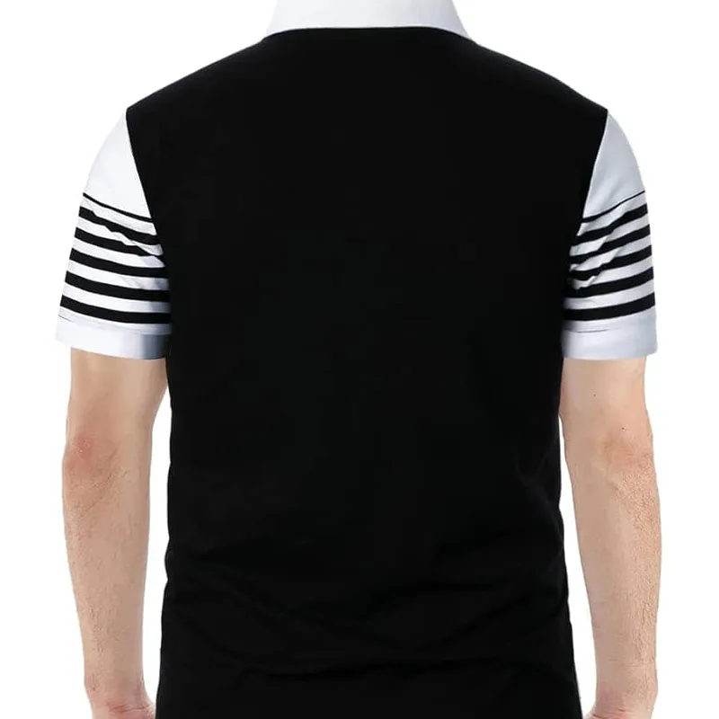 2024 Summer Men\'s Striped Short sleeved POLO Shirt Slim Fit Flip Collar Simple and Fashionable