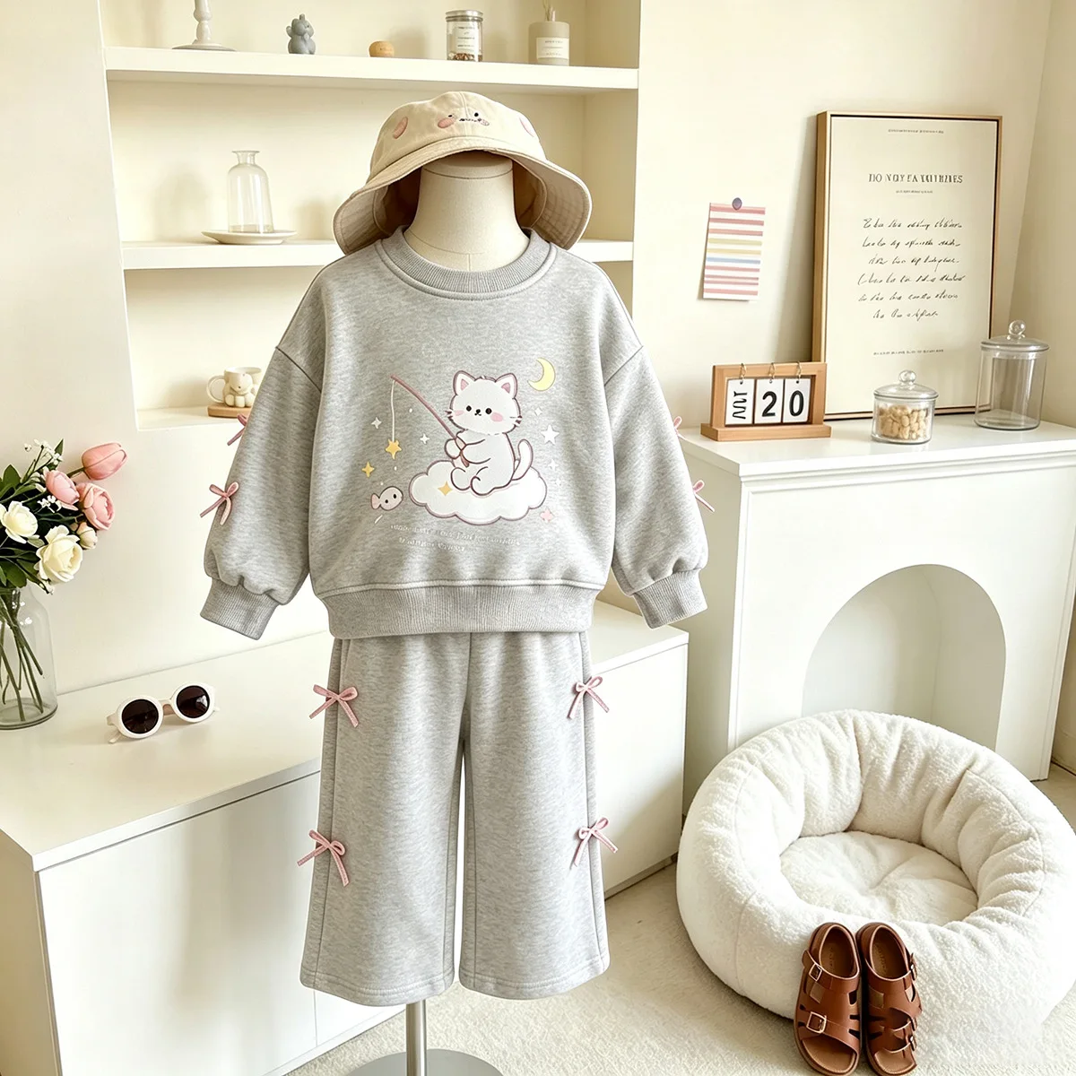 Mädchen-Sweatshirt & Hosen-Set mit Cartoon-Häschen-Print – Zweiteiliges Outfit mit langen Ärmeln für Frühling und Herbst, lässige Kinderkleidung – Detail 1