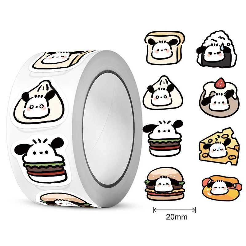 Autocollants mignons de dessin animé Sanurgente Pochacco, décalcomanies pour ordinateur portable, scrapbooking, jouets Kawaii, cadeaux, 1 rouleau