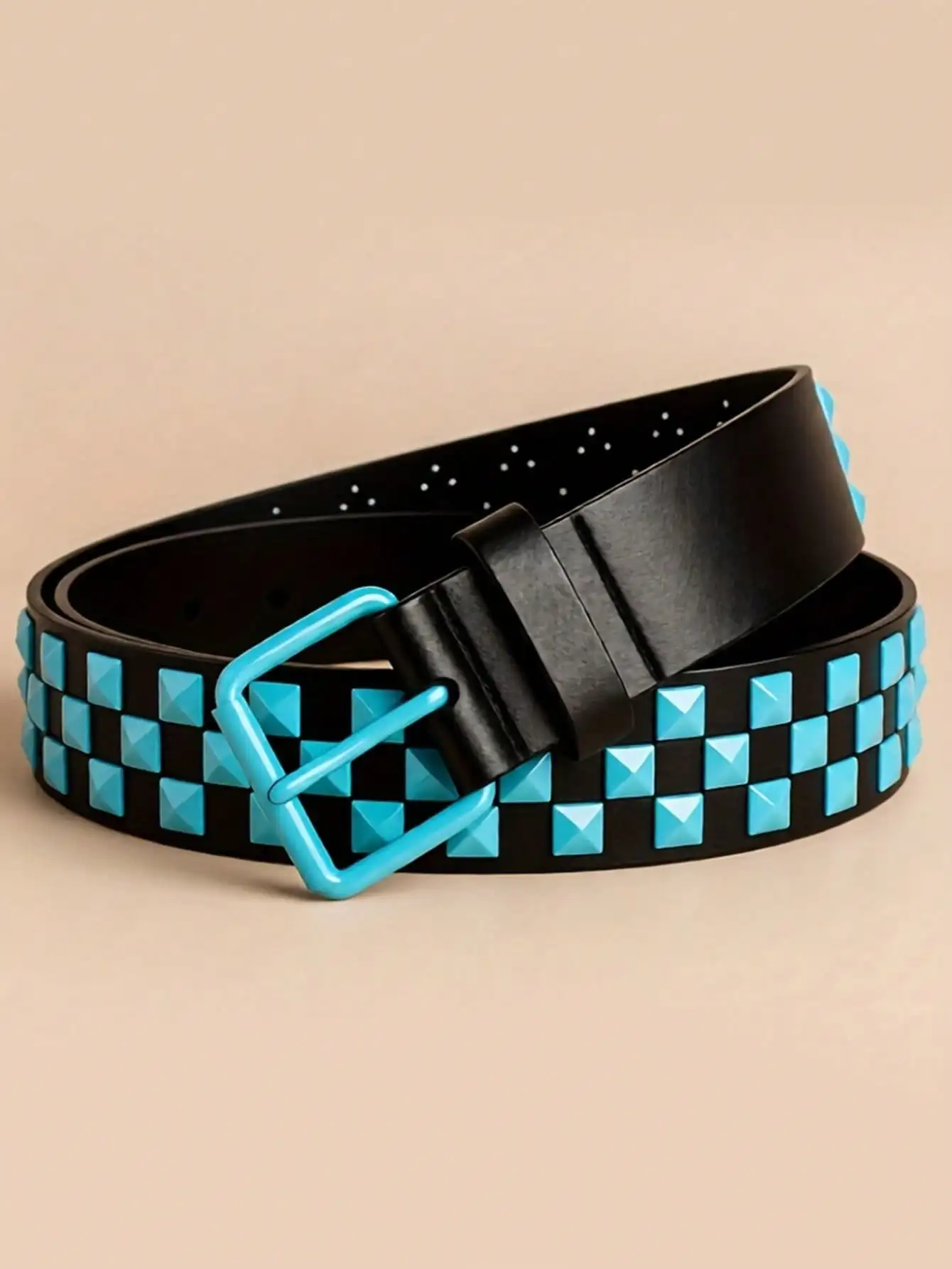 1pc Punk Style Metal Rivet Belt, Casual Daily Wear Adjustable Waist Belt, Suitable For Size S sc2410164666038443