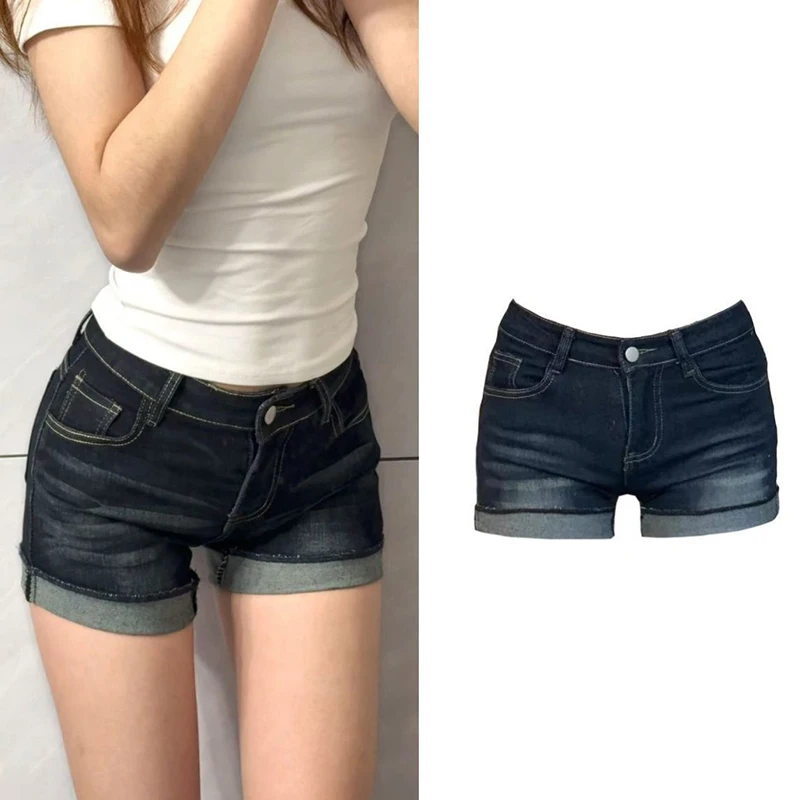 

Новые летние женские модные ретро-шорты синего цвета, корейские облегающие тонкие джинсовые шорты, классические женские джинсы с высокой талией