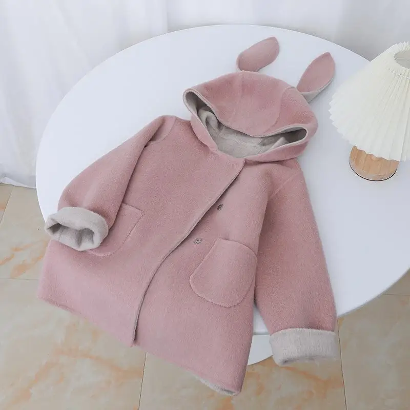 Girls Woolen Coat Kids Overcoat Jacket Children Outerwear 2025 Fox Thicken Winter Girl Warm Snowsuits Christmas Gift