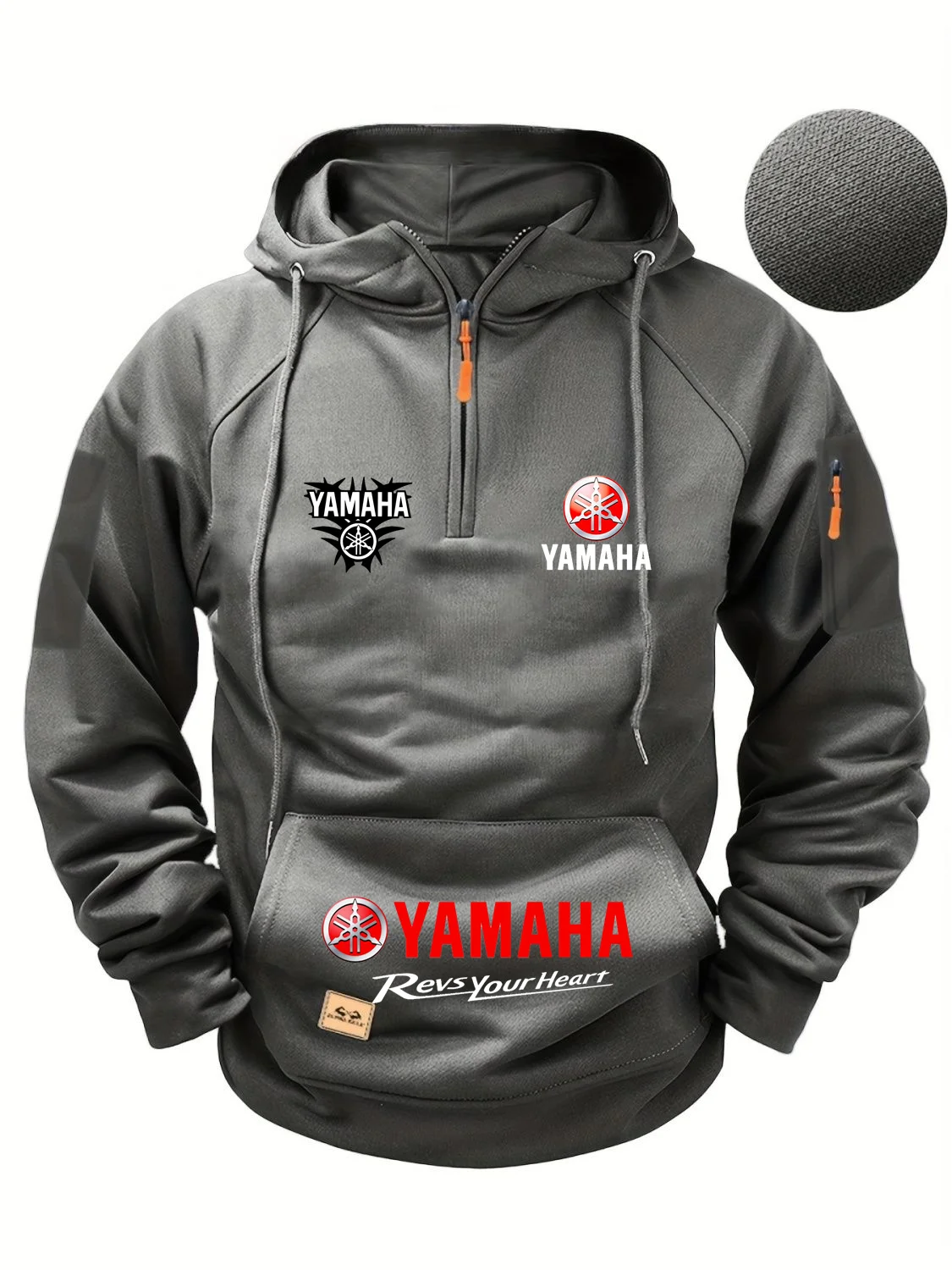 2025 جديد ياماها الخريف والشتاء الرجعية الوزن الثقيل الرجال الصوف مقنعين البلوز طويلة الأكمام دراجة نارية سترة غير رسمية #3