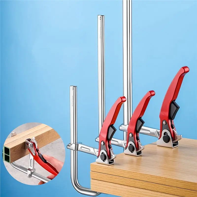 A20F-Ratchet F Clamp Quick Release Track Woodworking Desktop Hold Down Clamp Desktop Clip Fast Fixed Clip Carpenter