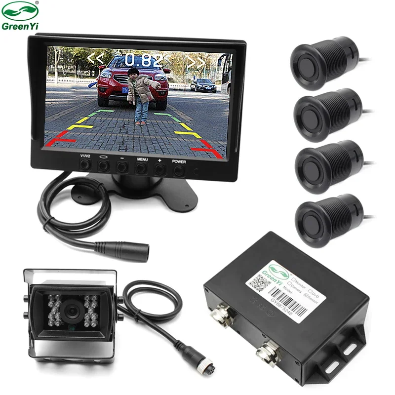 GreenYi Bus Truck Van Caravan Trailers Camper Video Parking Sensor Reverse Backup Radar Assistance IR Rear View Reverse Camera