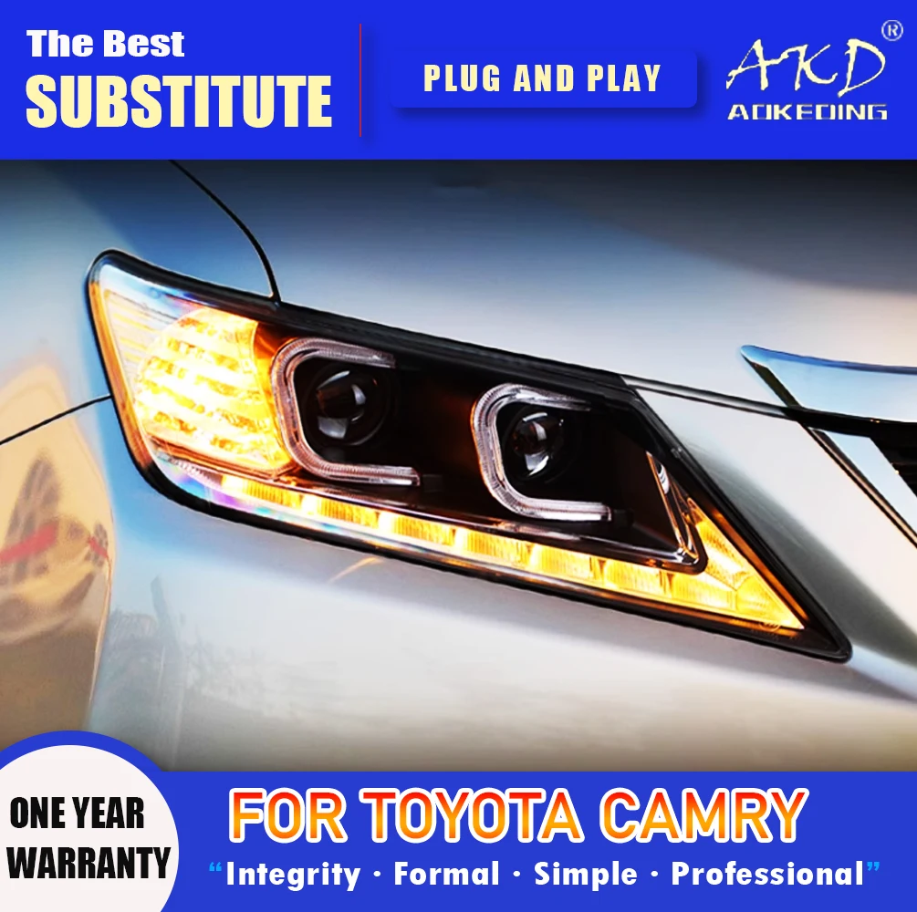 AKD Head Lamp for Toyota Camry LED Headlight 2012-2014 Headlights Camry DRL Turn Signal High Beam Angel Eye Projector Lens