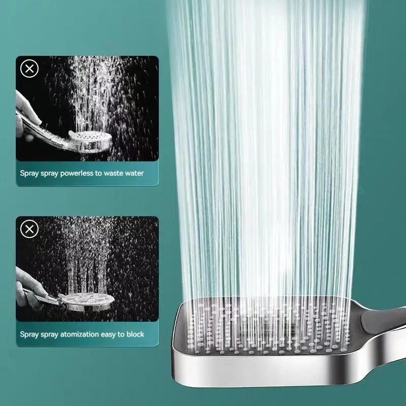 3 Modes Handheld showerhead with Brush Cotton Filters One-click Stop Water Saving High Pressure Handheld Showerhead for Bathroom