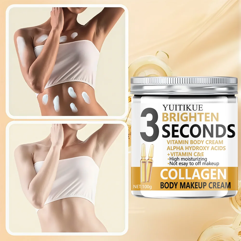 YUITIKUE 3-Second Brightening Cream 100g - Vitamin C&E + Collagen, Instant Glow & Moisturize, Makeup Base & Body Care