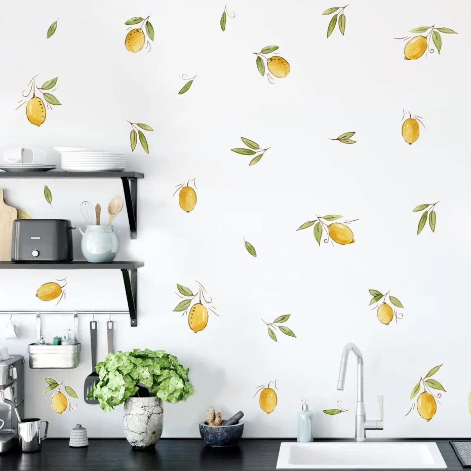 

Cartoon Cute Lemons Leaves Watercolor Wall Sticker Vinyl Removable DIY Decals Kids Room Living Room Interior Home Decor