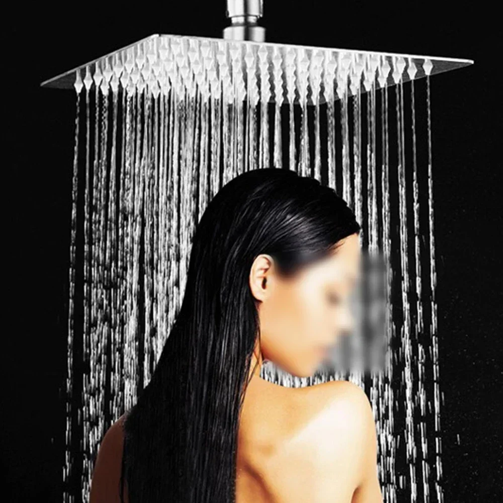 8 Inch Large Round/Square Shower Head Overhead Rainfall Shower Head Chrome Stainless Steel Shower Heads Head Rain Bathroom Acces