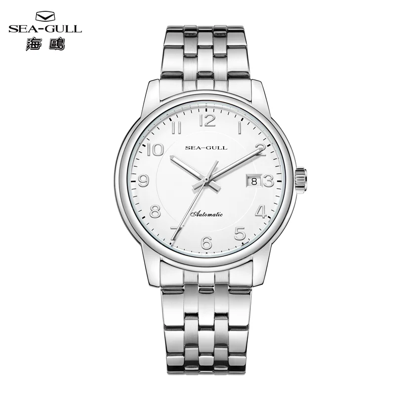 

Мужские часы Seagull с ремешком из нержавеющей стали 316L, наручные часы 40 мм ST2130, сапфировое стекло, Montre Homme 6174