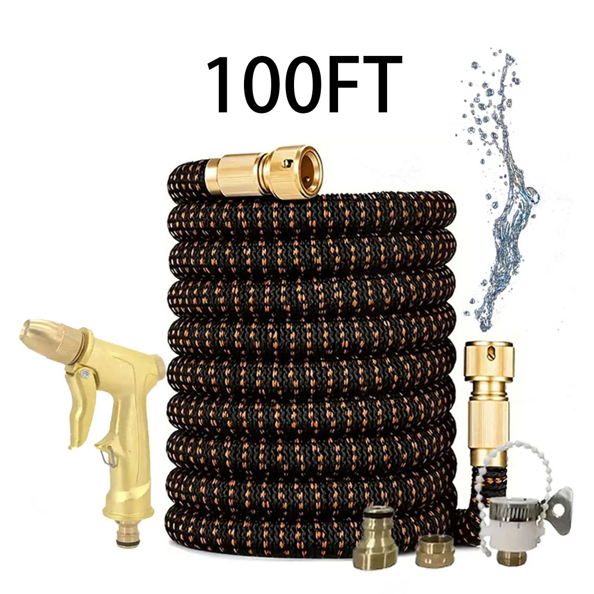 

100FT Car wash water gun, high-pressure household telescopic booster hose, car washing and cleaning tool