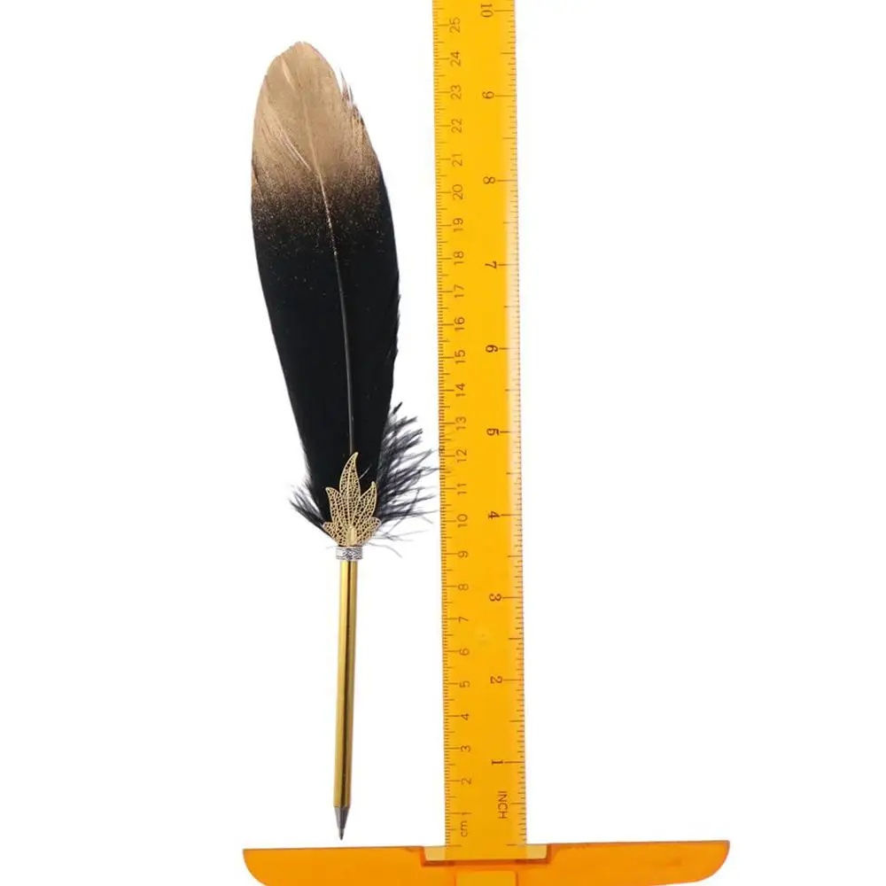 Smooth Writing Feather Quill Ballpoint Vintage Gift Wedding Soft Fluffy Pen Refined Black Calligraphy Pen Office